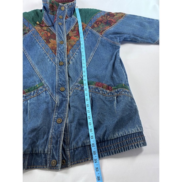 Vintage 90s Southwestern Aztec Denim Jacket Boho Western Tapestry Oversized M - Picture 13 of 13
